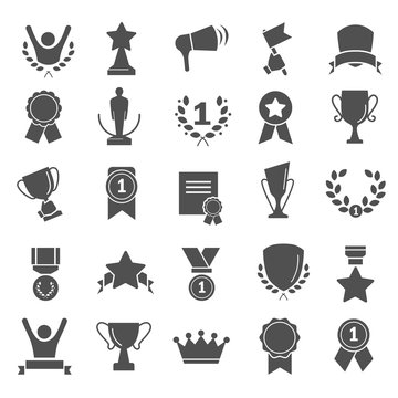 Awards and prizes simple icons set for web and mobile design