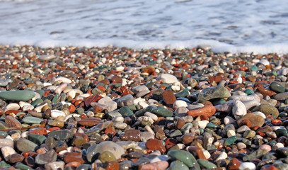 Beautiful pebbles on the sea coast