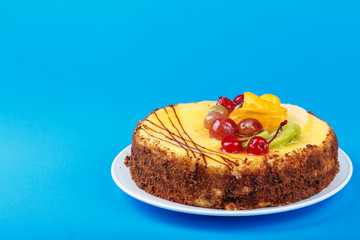 simple festive cake with cherries