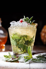 mojito with mint and cranberries
