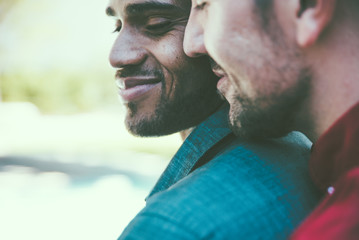 happy gay couple spending time together