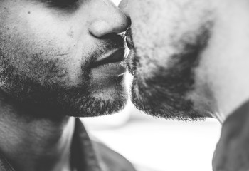 Close up couple kissing each other