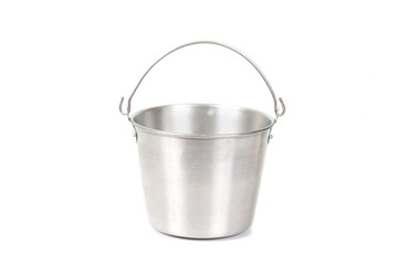 Old aluminum bucket isolated on white background