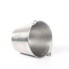 Old aluminum bucket isolated on white background