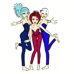 Digital 3D Illustration of Manga Girls