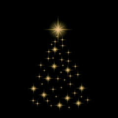 Christmas black background with christmas tree.