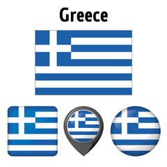 Illustration flag of Greece, and various icons. Ideal for catalogs of institutional materials and geography