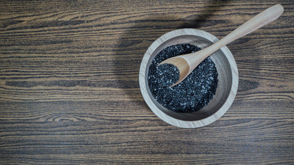 Chia Seed on wood background