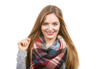 Woman wearing woolen scarf