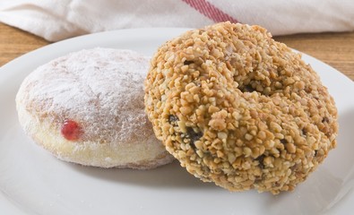 Strawberry Filled Donut and Peanuts Chocolate Donut