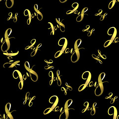 New 2018 year golden lettering number figures isolated on black seamless pattern background. 3D illustration