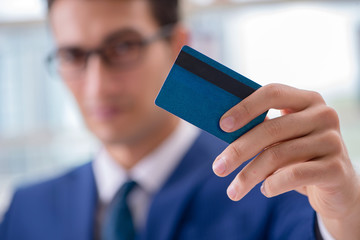 Man paying with credit card online
