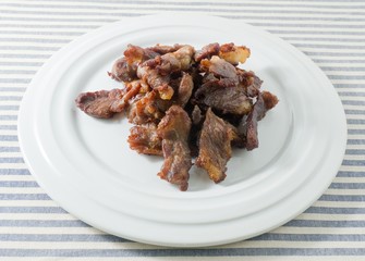 Thai Food Deep Fried Beef on A Plate