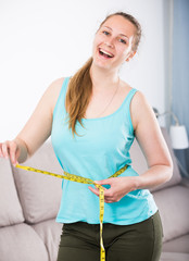 Woman happy to lose weight