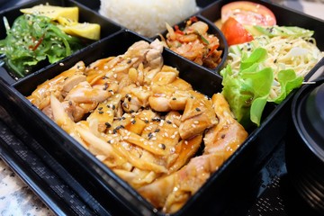 Delicious Japanese Bento Box with Teriyaki Chicken