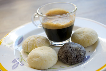 espresso coffee and homemade pastries