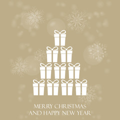 Christmas presents. Greeting card or invitation. Merry Christmas and a Happy New Year. Element for design.