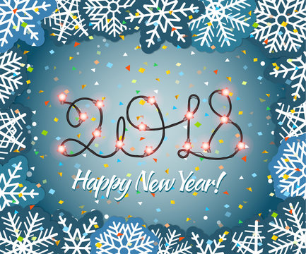 New Year background with garland. New Year greeting card