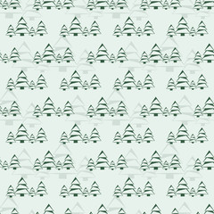 Christmas tree background. Seamless pattern with fir-trees. Vector design element.
