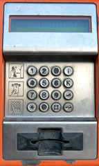 Fototapeta na wymiar button number. public telephone coin and card