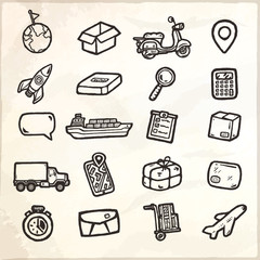 Hand drawn logistic icons.