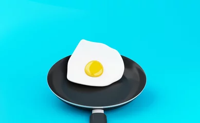 Papier Peint photo Oeufs sur le plat 3d Frying pan with egg