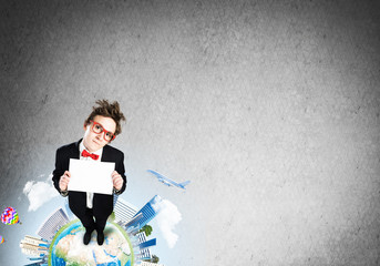 Comic businessman on Earth top