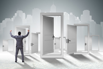 Fototapeta premium Businessman facing many business opportunities