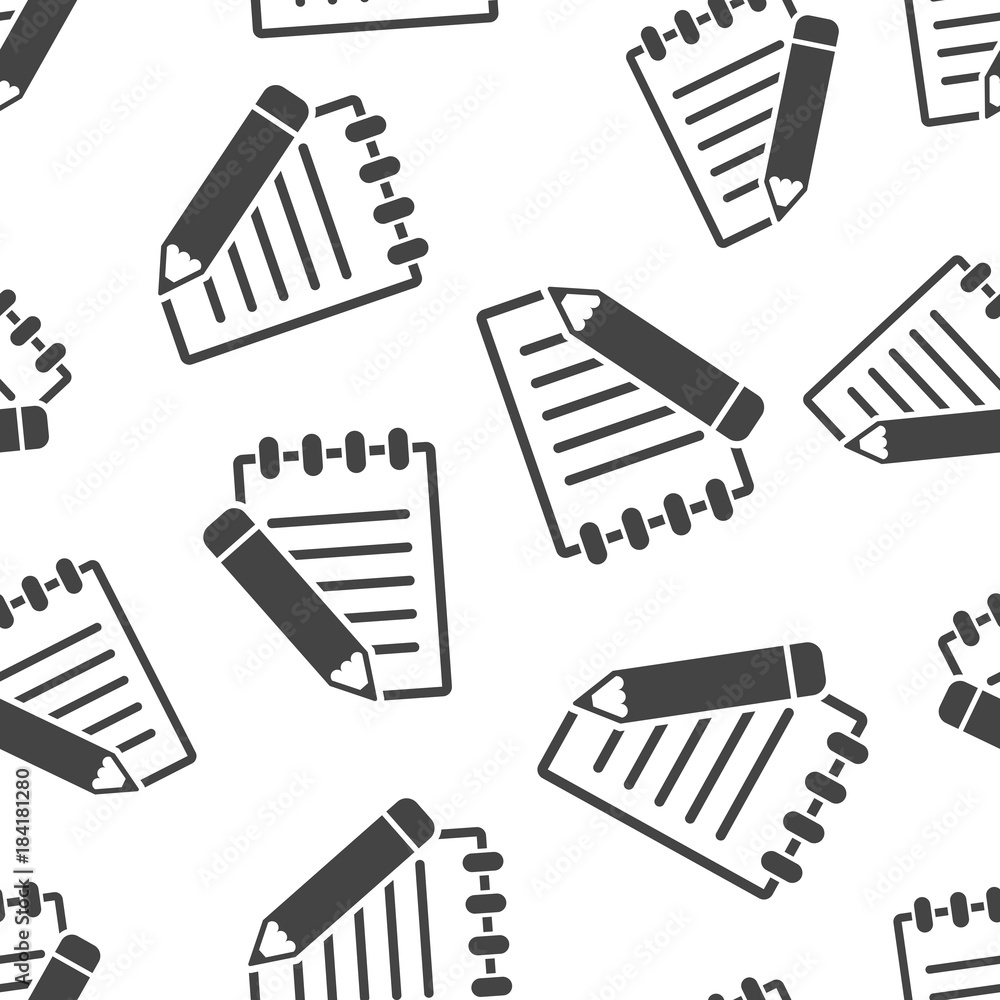 Poster document with pencil seamless pattern background. business flat vector illustration. document concep