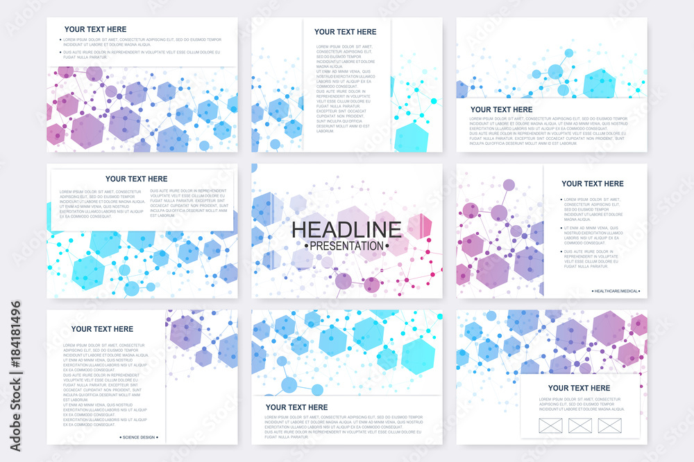 Aufkleber big set of vector templates for presentation slides. modern graphic background structure molecule an