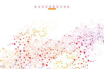 Structure molecule and communication. Dna, atom, neurons. Scientific concept for your design. Connected lines with dots. Medical, technology, chemistry, science background. Vector illustration.