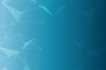 Geometric abstract background with connected line and dots. Structure molecule and communication. Scientific concept for your design. Medical, technology, science background. Vector illustration.