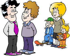 Cartoon Vector illustration of a family man and a businessman