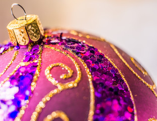 purple christmas ornament macro