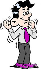 Cartoon illustration of a businessman there is good to listen to the customer's needs