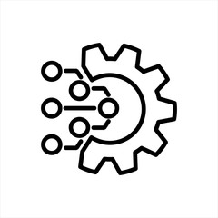 Technology Icon. Gear and Electronic. Digital Factory Symbol. Flat Line Pictogram. - 184183042