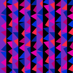 Abstract seamless geometric pattern with neon triangle
