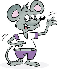 Vector Cartoon illustration of an happy male Mouse