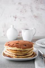 Pancakes with berries. Breakfast.