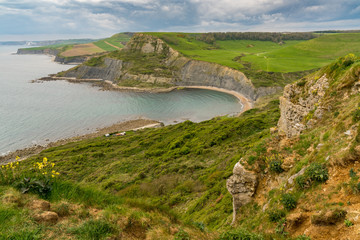 Fototapeta na wymiar View from Emmett's Hill towards Chapman's Pool, South West Coast Path, Jurassic Coast, Dorset, UK