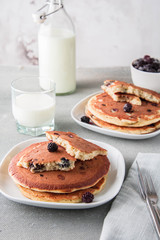 Pancakes with berries. Breakfast.