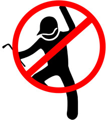 Thiefs can not enter red circle prohibition road sign isolated on white background