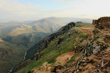 Panoramic view on a valley from the Beaufort Castle hill