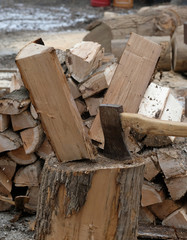 Ax splitting firewood 