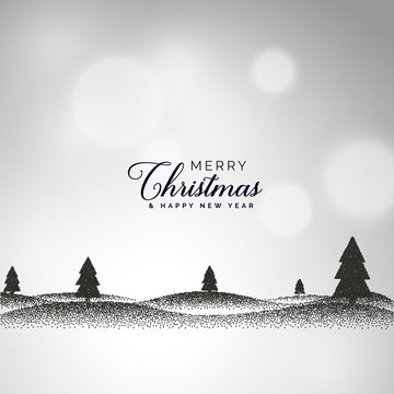 creative christmas background with landscape scene made with dots