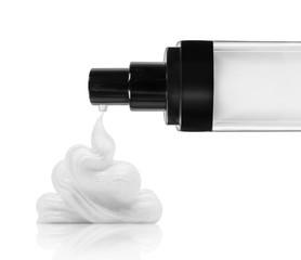 Cosmetic gel poured out of the bottle, isolated on white background