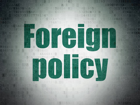 Political Concept: Painted Green Word Foreign Policy On Digital Data Paper Background