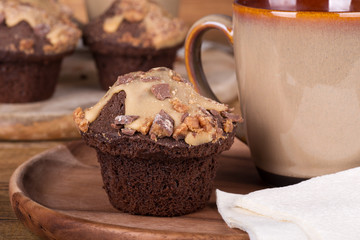 Chocolate Peanut Butter Cupcake and Coffee Cup