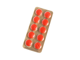 Blister pack of pills isolated on white background