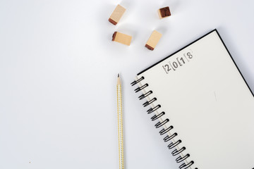 Simple minimalistic flat lay scene empty notebook